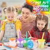 40 Pieces Spill Proof Paint Cups with Paint Brushes for Kids Paint Cups with Lids for Kids Toddler Painting Tools Brushes for Watercolor, Tempera,