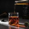 Whiskey glass, rocks glass, sake glass, clear glass tumbler with Kanzan mountain design, wooden box included (approx. 325ml capacity)