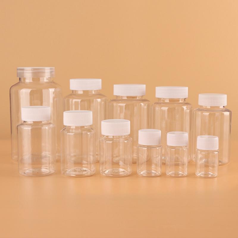 Transparent Refillable Plastic Bottle 15ml 30ml 50ml 100ml 250ml 500ml White Cap Leakproof for Essential Oil Perfume Storage
