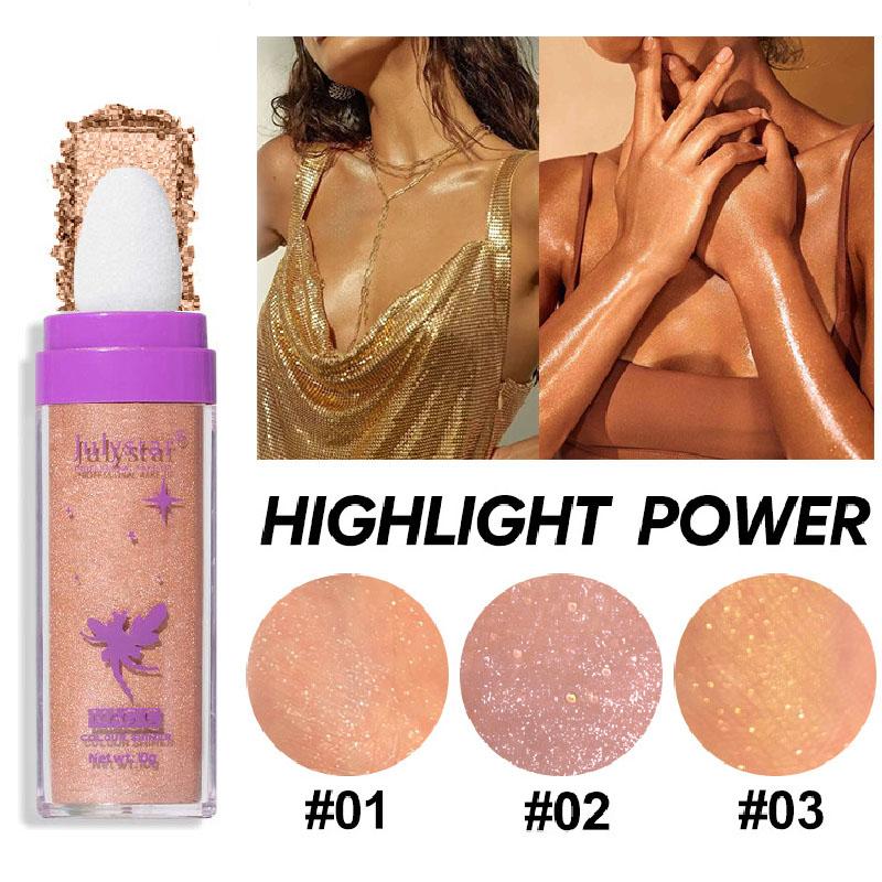 

Перламутровое мелирование Пудра для хайлайтера тела Сверкающие блестки Бронзеры Водостойкие Долговечные