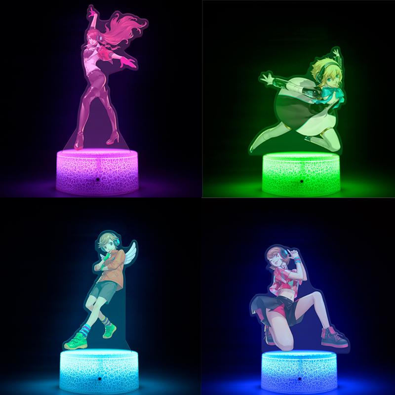 Kawaii Night Light for Acrylic Game Cartoon Periphery Figure Monochrome Light Remote Control 16 Color Night Light Children Gift