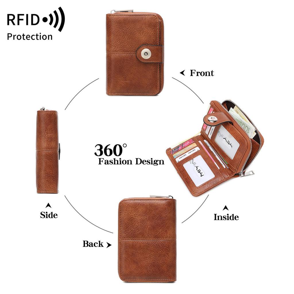 New Women's Wallet Multi-card Zipper Buckle Change Bag Retro Fashion Short Wallet