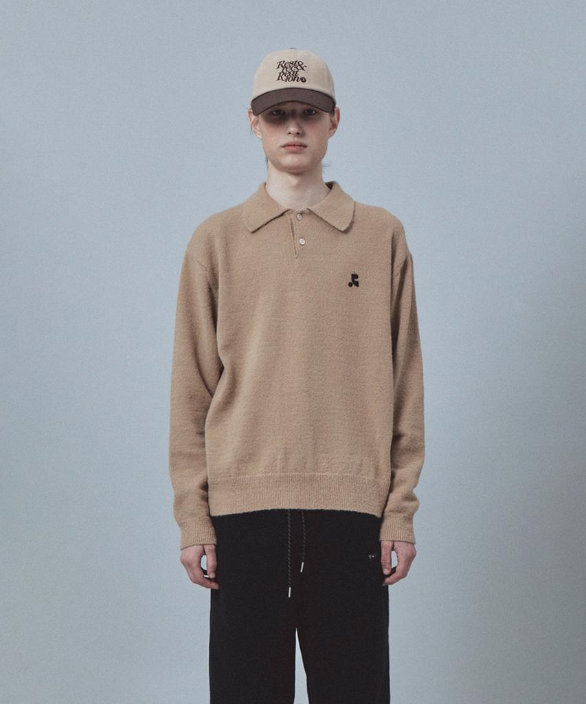 REST&RECREATION Wool Polo Knit Top - Beige