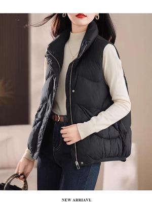 Gilet en duvet léger pour femme - Chaud, sans manches, col montant, style court à la mode
