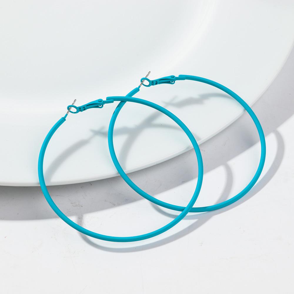 

Retro Big Neon Colorful Round Hoop Earrings Exaggerated Large Circle Metal Earring Huggies for Women Girls Party Jewelry Gifts озеро синього кольору