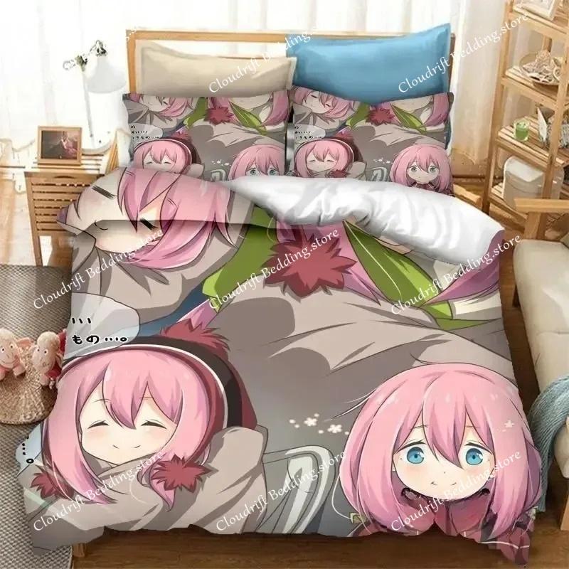 New 3D Print Anime Yuru Camp Bedding Set Duvet Covers Pillowcases Comforter Bedding Sets Bedclothes Bed Home Textiles