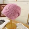 Women Pile Cap Autumn Winter Double Layer Squirrel Velvet Drill Label Warm Solid Color Knitting Padded Woolen Cap
