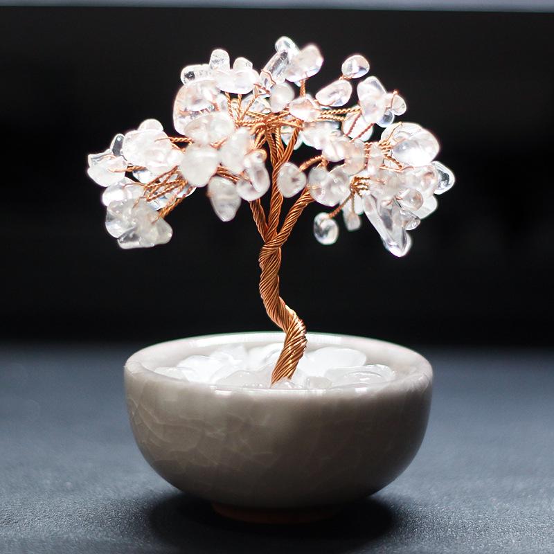 Handcrafted Yellow Citrine Money Tree Teacup Crystal Home Decor