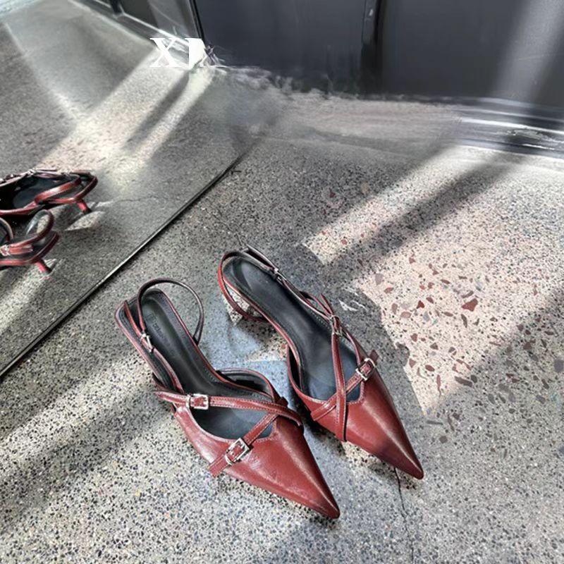 Fashion New 2025 Party Ladies Thin Heels Pumps Shoes Slingbacks Female Dress Footwear Fashion Pointed Toe Elegant Women High Heels Shoes