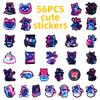 56PCS Neon Cat Graffiti Stickers Cool Colorful Lights Cartoon Cat Skateboard Decoration Stickers For Stationary Notebook