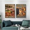 Travel To Europe Japan by Air France Canvas Painting Vintage Wall Pictures Kraft Poster Coated Wall Sticker Home Decoration Gift