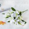 1Pc Artificial Lilies Flower Realistic No Withering Non-fading Single Branch Multi-fork Artistic Modern Style Fake Flower for Wedding