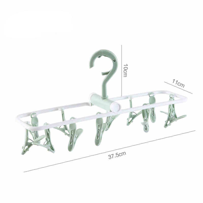 1PC Folding Sock Clip Hanger 12 Jacket Rack Foldable Portable Drying Rack Home Underwear Socks Bedroom Storage