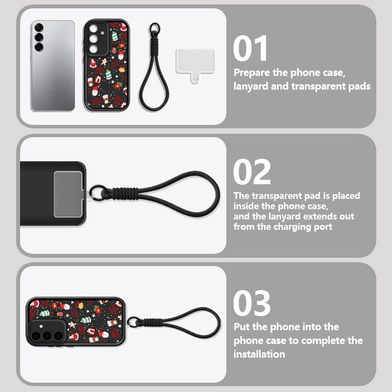 Christmas Pattern Lanyard Case For Samsung Galaxy S25 S23 S22 S24 Ultra S24 S25 FE A17 A56 A16 A55 A15 A36 A25 5G Soft TPU Cover