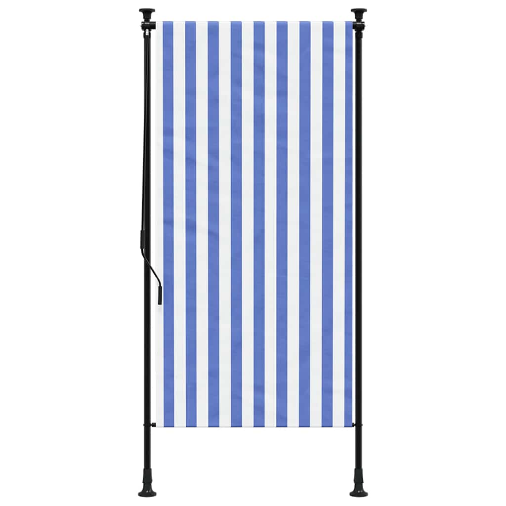 Vidaxl External Roller Blind, Blue-White, 100X270 Cm, Fabric And Steel