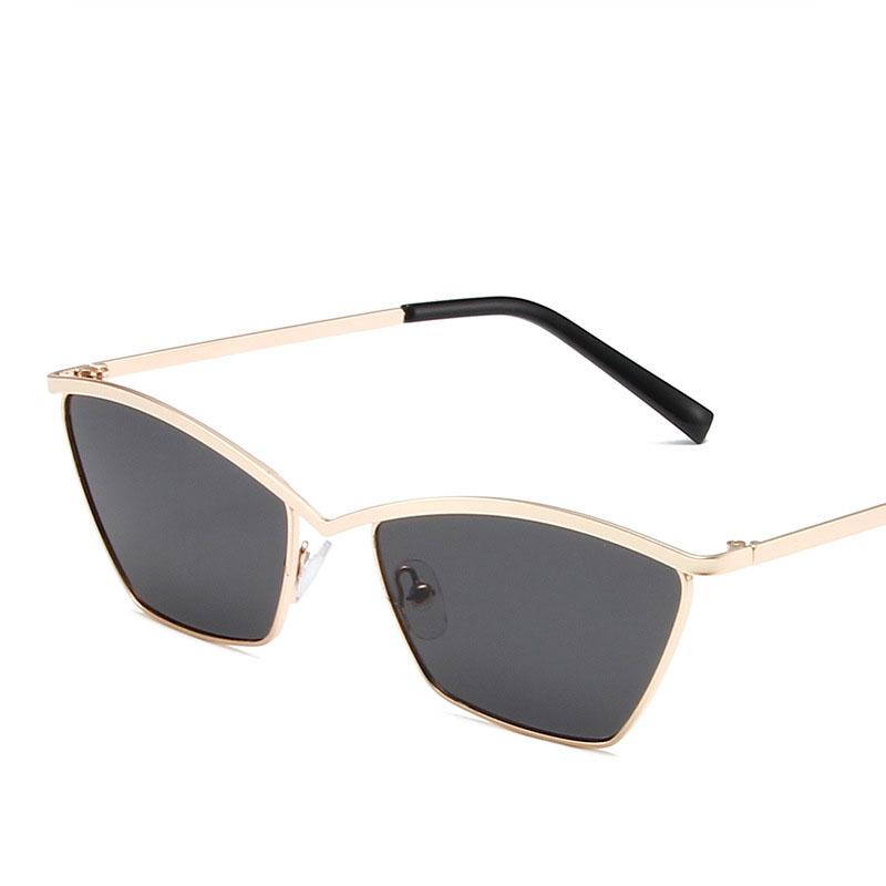 Ikke-polariserte klassiske katteøyne-rektangulære solbriller for kvinner Luksusmerkedesign Mote Vintage metallinnfatning solbriller Retro briller Unisex