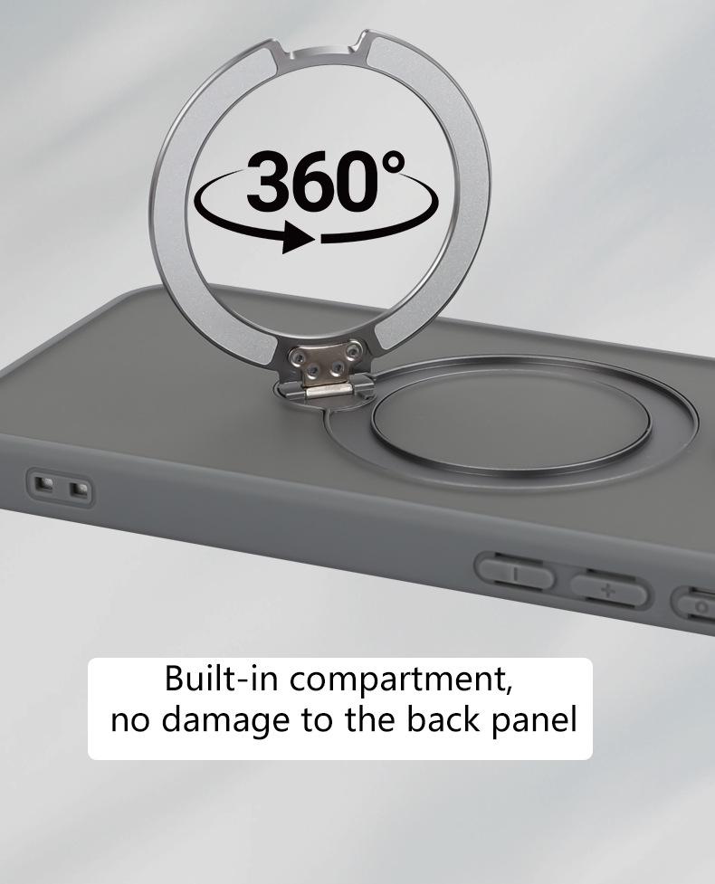 Etui z magnetycznym stojakiem iPhone 17 Pro Max, z ochroną obrotową z tłumieniem, o fakturze skóry
