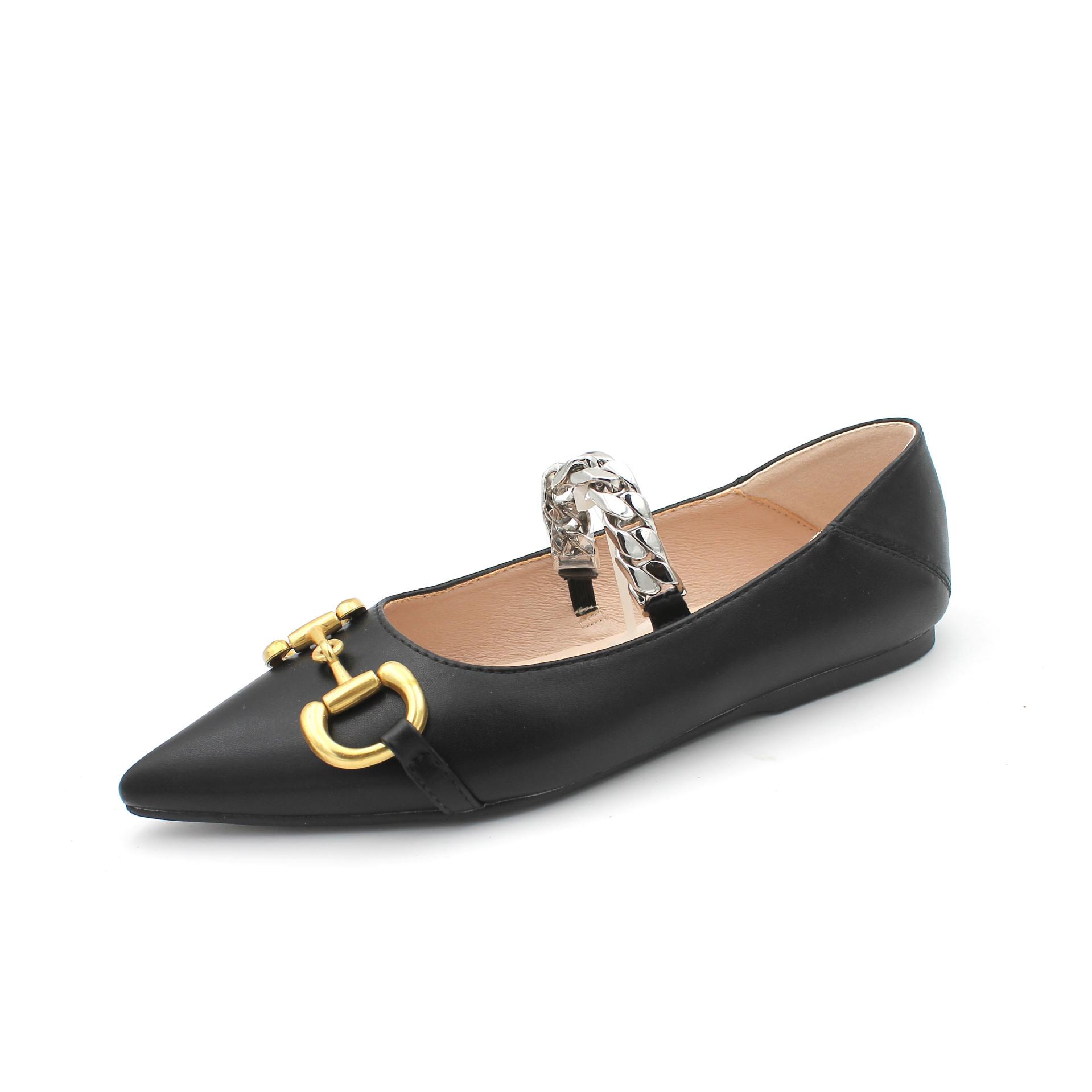 pointed metal horse buckle two wear stepping feet shallow mouth flat sole shoes casual wear 35