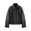 Womens Wind Lapel Long Sleeve Faux Fur Shearling Reversible Jacket Coat Solid Color Streetwear