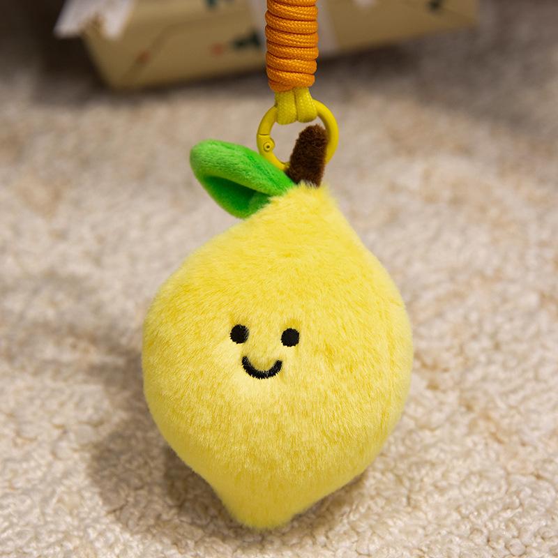Fruit Plush Toy Backpack Ornament: Persimmon, Apple, Pear, Lemon, Tomato, Pumpkin Doll for Girls