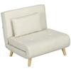 Single Sofa Bed 3 In 1 Folding Sofa Bed with Adjustable Backrest and Cushion for Living Room Bedroom 90x78x79 Cm Cream