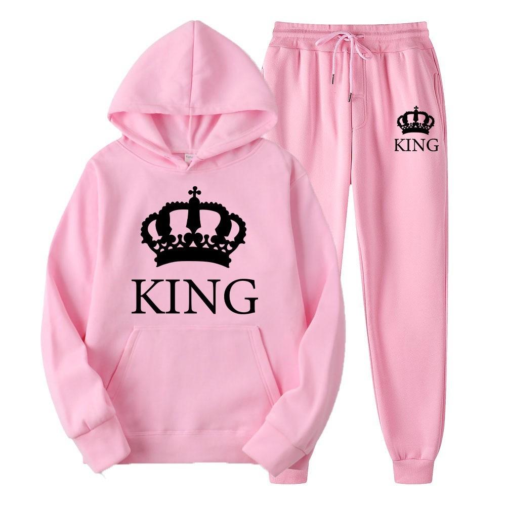 Hot Selling Couple Hoodie Sweatshirt Set for Men and Women's Casual Loose Long Sleeved Fleece Hooded Set