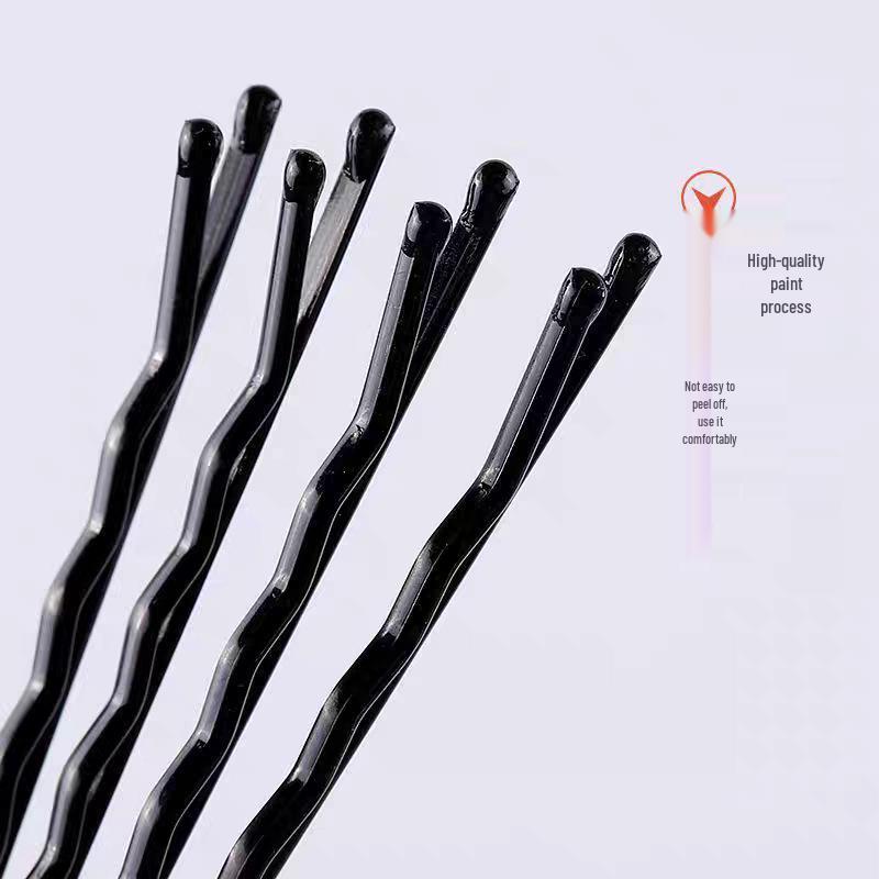 Black Steel Hairpin: Thick Side Clip for Bangs and Hairstyling