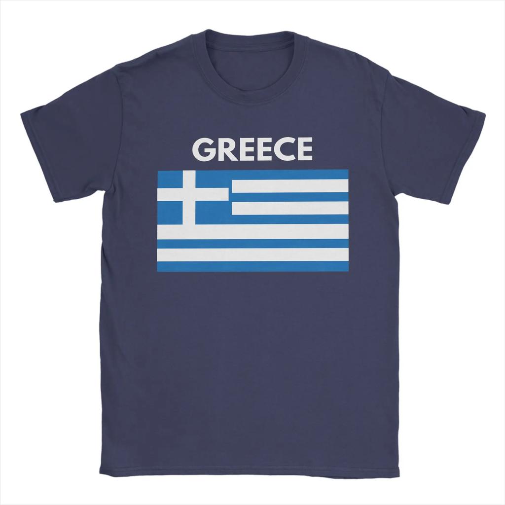 Greece Flag  Men T Shirt  Novelty Tee Shirt Short Sleeve Crewneck T-Shirts 100% Cotton Plus Size Clothes