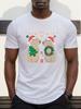 Festive Capybaras Christmas Graphic Tee Soft Cotton Casual Round Neck Short Sleeve TShirt for Men