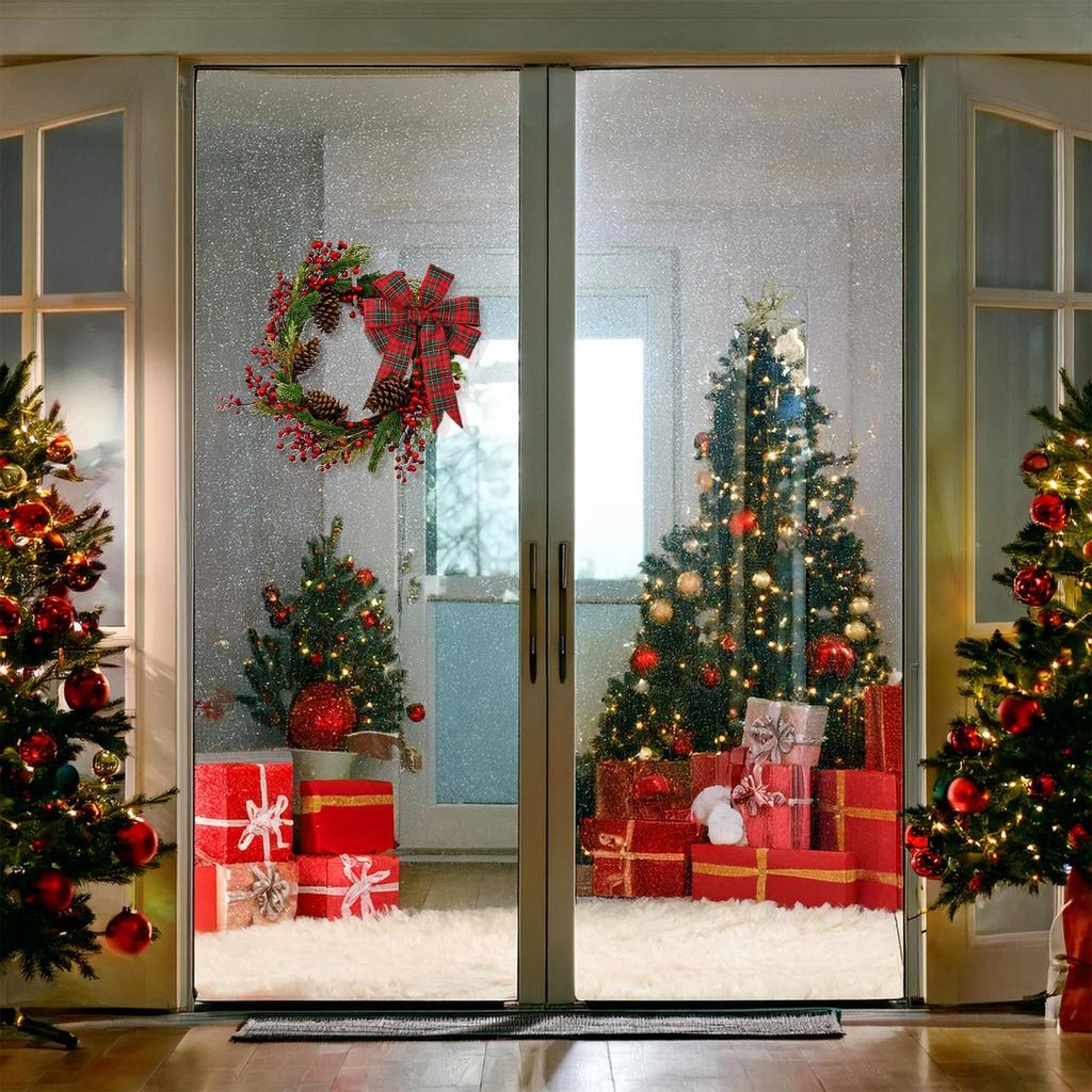 Christmas Plaid Ribbon Wired Edge Wrapping Ribbon Red Plaid Ribbon For Xmas Tree Decoration Floral Bows Craft Making,