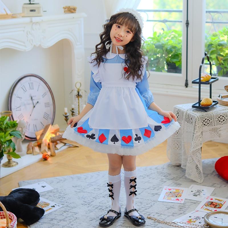 Children's Day Blue Alice Dreamwalking Maid Dress Wonderland Princess Dress Pastoral Performance Dress