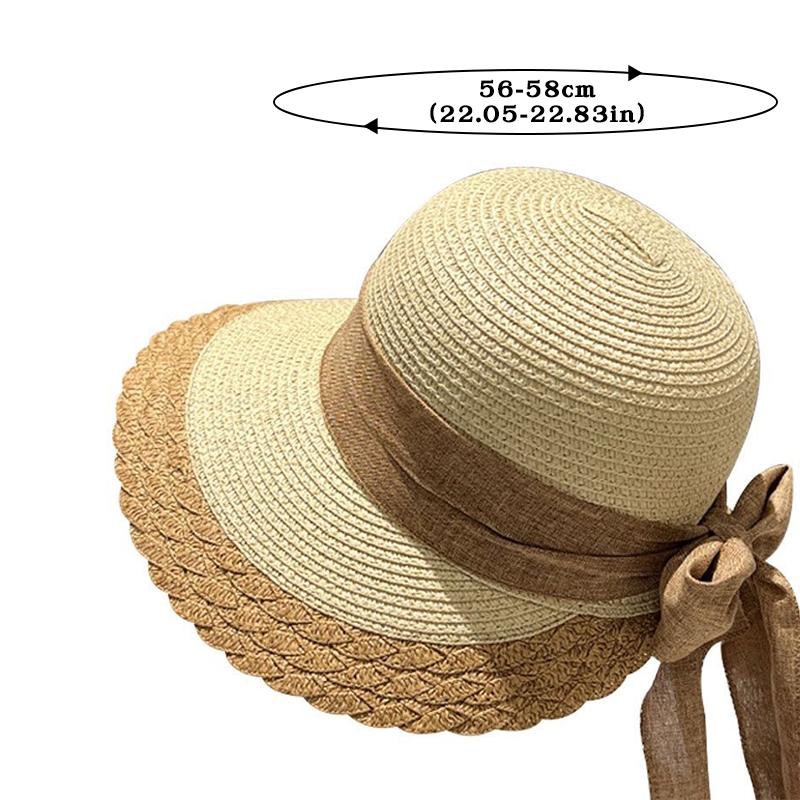 Sun Hat Ribbon Bow Handwoven Grass Hats Foldable Large Brim Fisherman Cap Girls Beach Travel Anti-Uv Visors Ricygvm Women Summer Minimalist