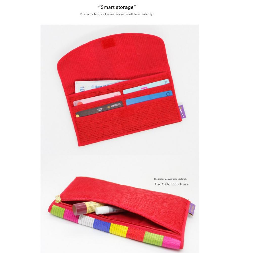 Colorful Silk Korean Quilted Long Wallet
