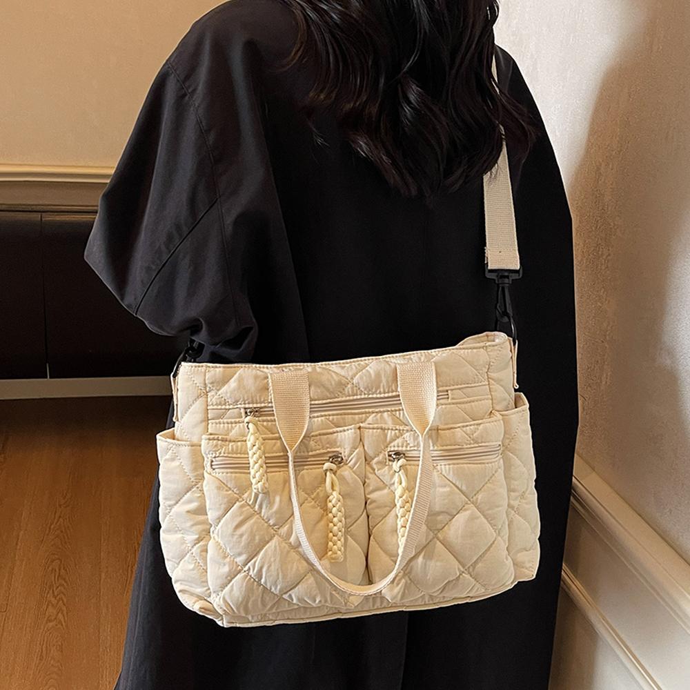 Women's Shoulder Bag, Large-Capacity Casual Multifunctial Commuter Handbag, Versatile Diamd Quilted Design Crossbody Bag