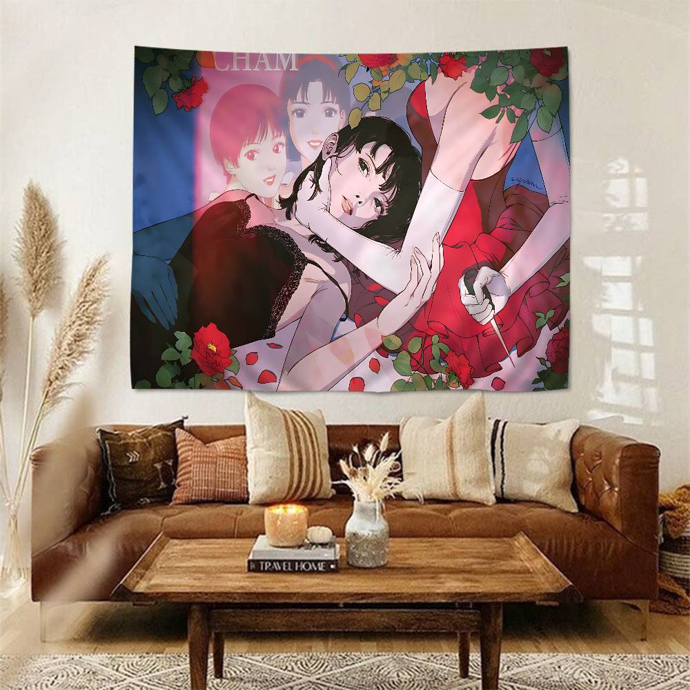 Japanese Horror Movie Pperfect Bblue Anime Tapestry Hippie Flower Wall Carpets Dorm Decor Wall Hanging Home Decor