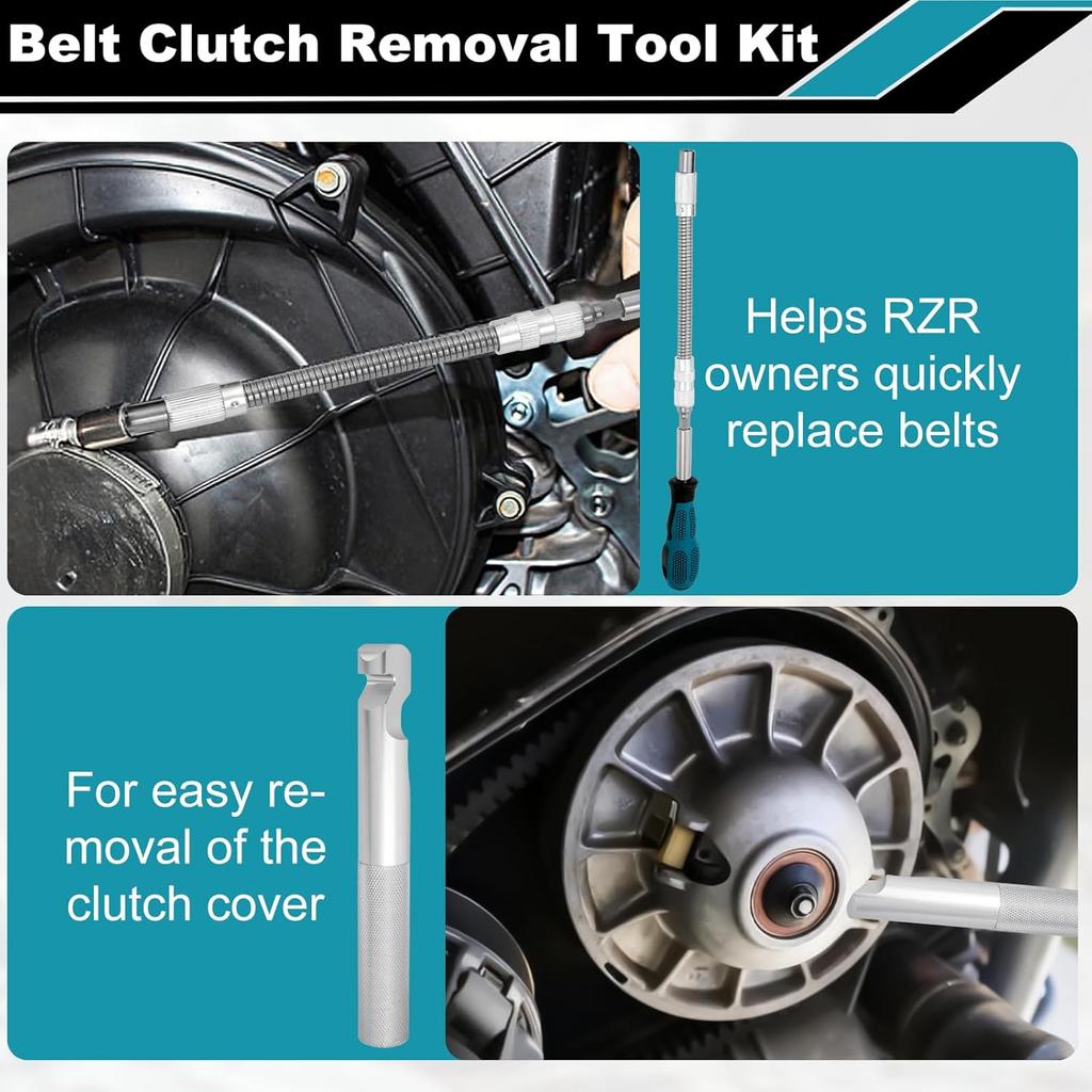 Universal Belt Changing Tool Kit For Polaris RZR - Complete Clutch Cover Removal Tool Set With Belt Change Tools For Polaris General, RZR 900/1000
