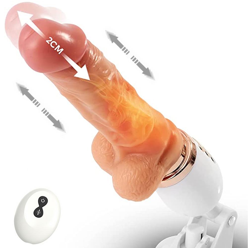 Vibrátor realistického tahového dilda s vyhřívaným zatahovacím penisem, anální stimulace bodu G, automatické dildo pro ženy s přísavkami