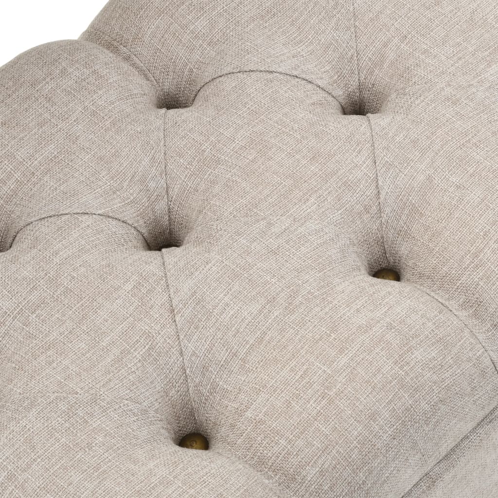 Vintage Style Storage Bench with Backrest 110 cm Cream Fabric