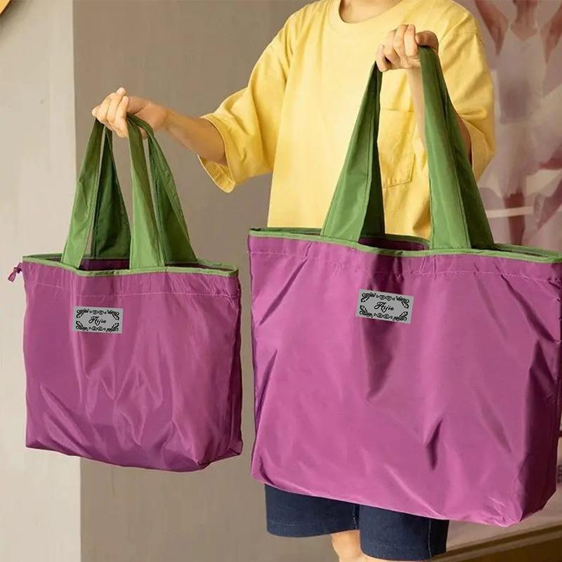 1PC Fashion Folding Shopping Bag Storage Bag Portable Waterproof Supermarket Grocery Bag Large Capacity Bundle Mouth Environmental Protection Bag