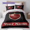 Name Custom CR Flamengo Pattern Bedding Set Quilt Cover Pillowcase Home Decor Gift (1 * Duvet Cover + 2 * Pillowcase, Without Core)