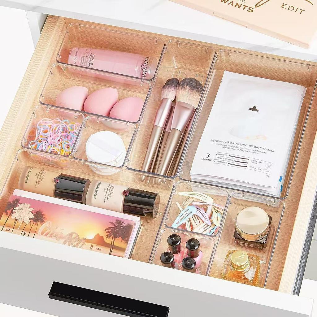 Acrylic Shelf Set with Cosmetic Organizer and Dorm Drawer Divider