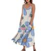 Women's Casual V Neck Floral Print Sleeveless Pocket Suspender Dress