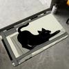 Cute Hand Drawn Black Cat Book Print Doormat Non-Slip Absorbent Washable Floor Mat for Bathroom Entryway Cat Lovers