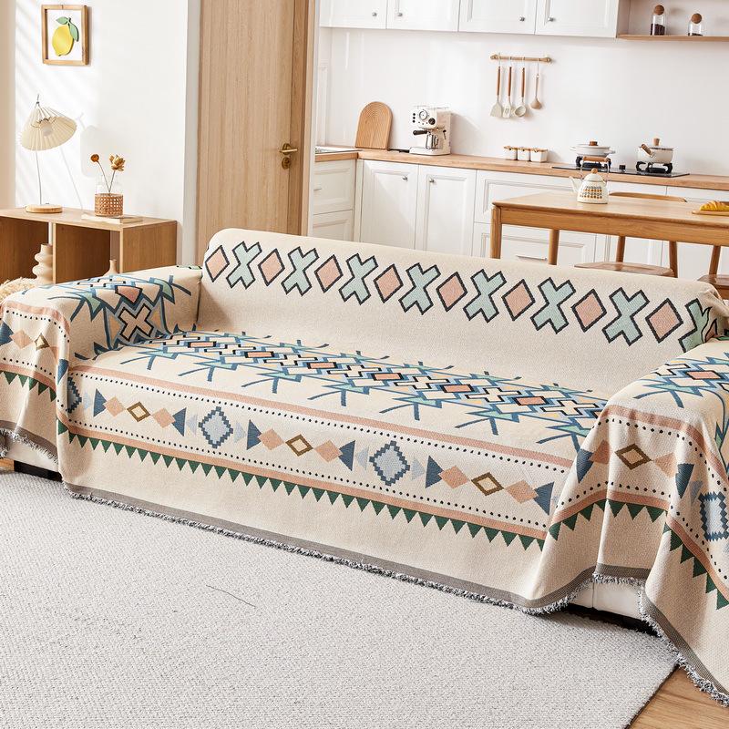 Bohemian Style Non-Slip Sofa Cushion Cover - Full One-Piece for Three-Seater