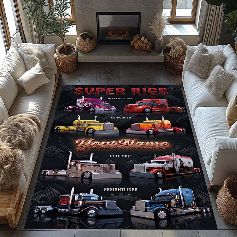 Peterbilt Heavy Trucks Personalized Name Floor Rug Office Rug Perfect for Hallway Entryway Decorate room Kitchen Antislip Carpet Decorate Offices