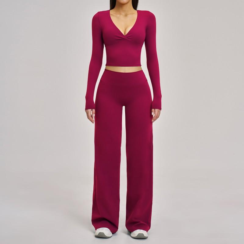 Womens Long Sleeve Yoga Set Slim Fit Sports Outfit Casual Activewear Gym Workout Daily Wear
