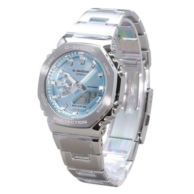 G-Shock G-Steel Analog Digital Stainless Steel Light Blue Dial Quartz GM-2110D-2A 200M Men's Watch