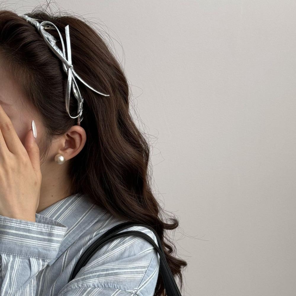 U-förmiges Wellen-Haarband Dünnes PU-Leder-Haarband Retro-Schleifen-Kopfband Mädchen/Damen