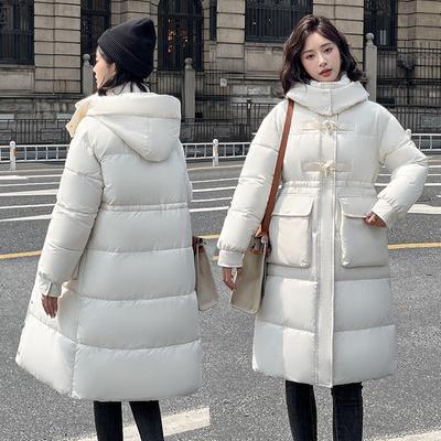 Down Cotton Coat Women's Bread Coat Winter Knee-length New Korean Style Loose Cotton Coat Long Cotton Jacket Thickened Hooded Jacket