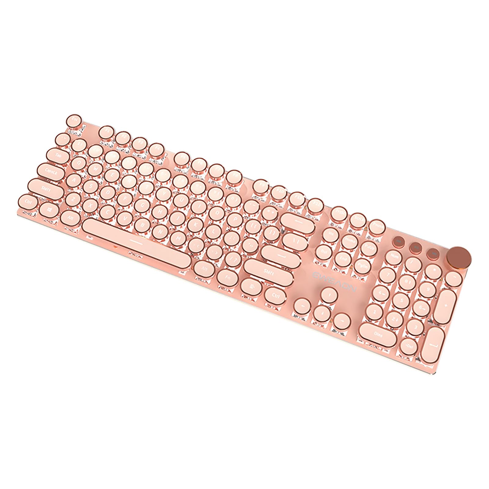 

EWEADN V20 Typewriter Retro Steampunk 104 Mechanical Gaming Keyboard with LED Wireless Metal Single Color Unique English Compatible with Pink Switches